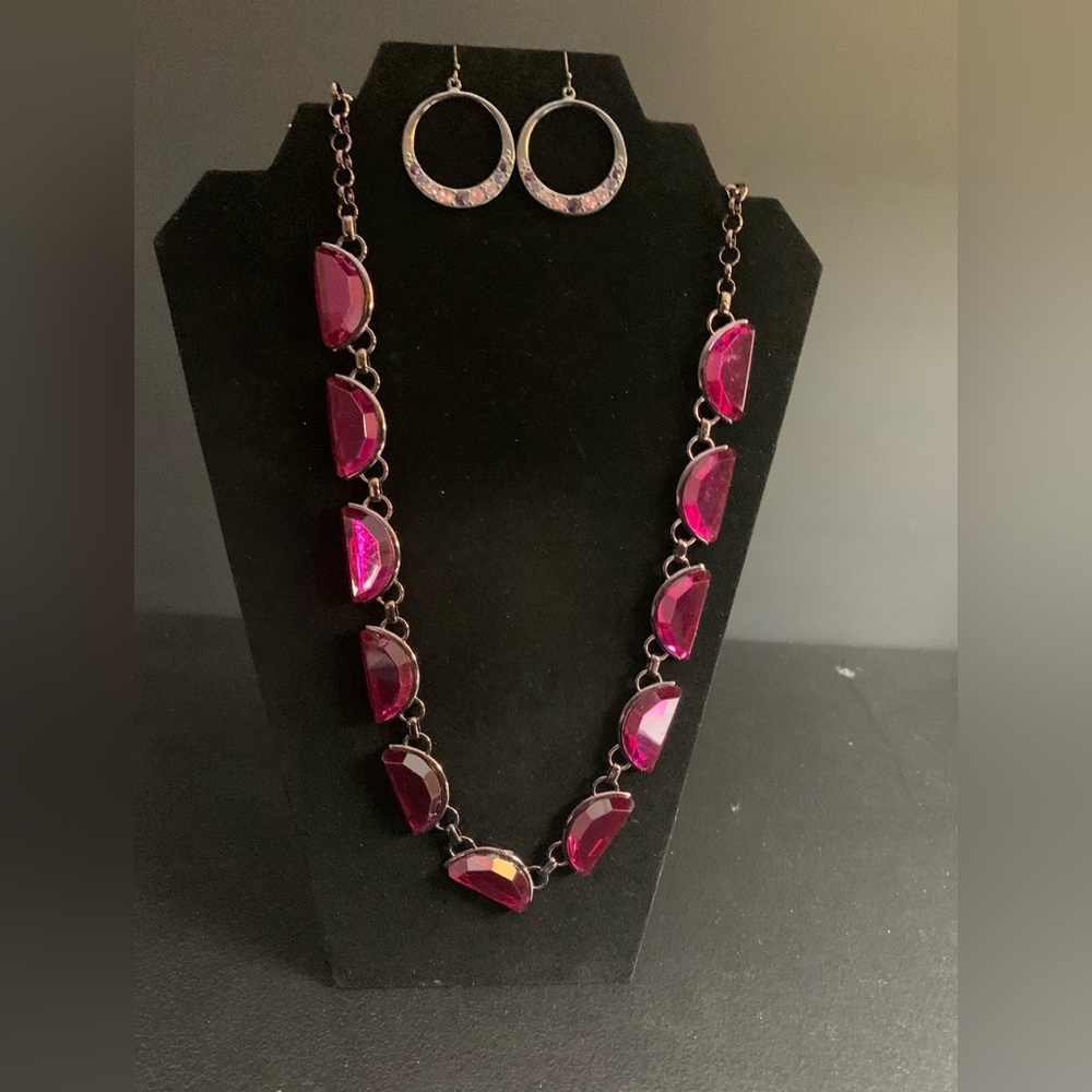 J #4 This is a plum colored new Coldwater Creek Necklace with free earrings.